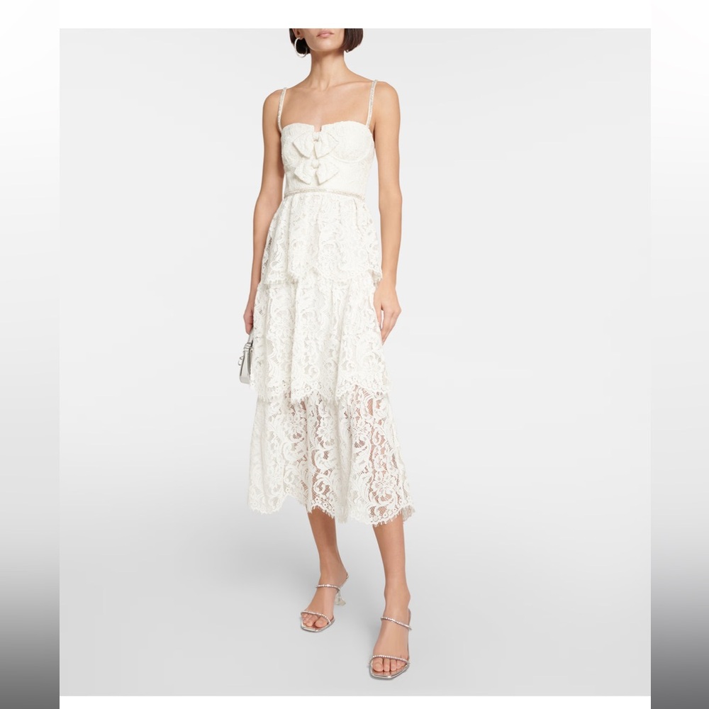 Self-Portrait Embellished Lace Midi Dress